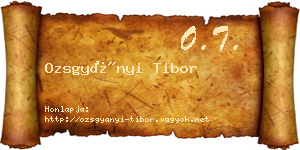 Ozsgyányi Tibor névjegykártya